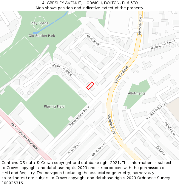 4, GRESLEY AVENUE, HORWICH, BOLTON, BL6 5TQ: Location map and indicative extent of plot