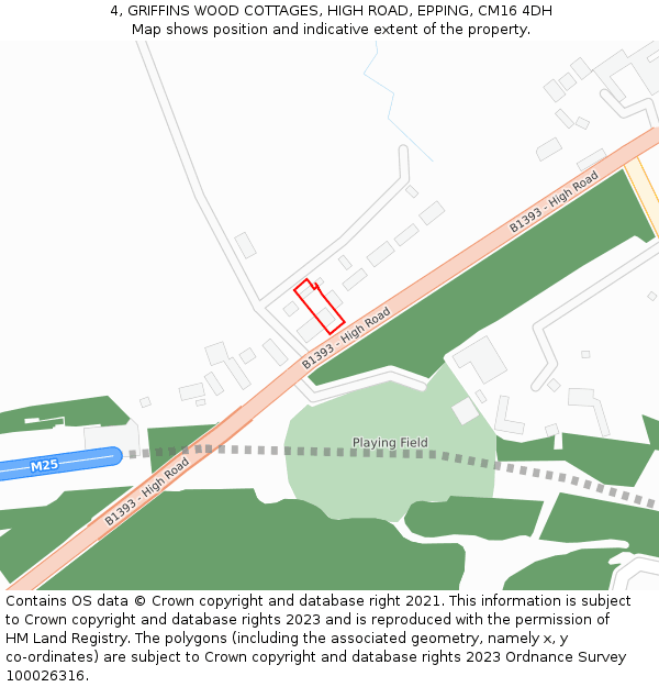 4, GRIFFINS WOOD COTTAGES, HIGH ROAD, EPPING, CM16 4DH: Location map and indicative extent of plot