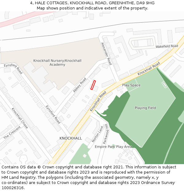 4, HALE COTTAGES, KNOCKHALL ROAD, GREENHITHE, DA9 9HG: Location map and indicative extent of plot