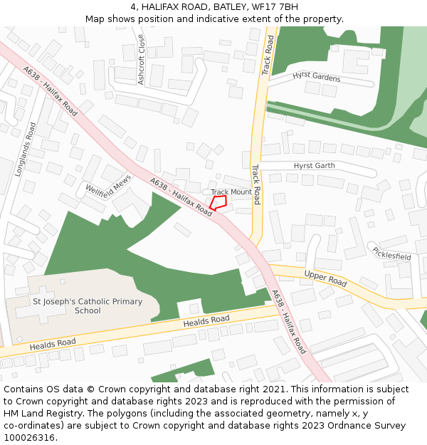 4, HALIFAX ROAD, BATLEY, WF17 7BH: Location map and indicative extent of plot