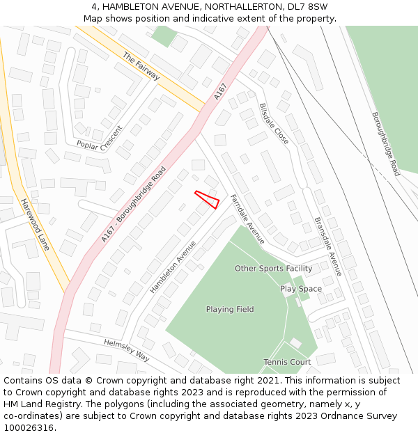 4, HAMBLETON AVENUE, NORTHALLERTON, DL7 8SW: Location map and indicative extent of plot