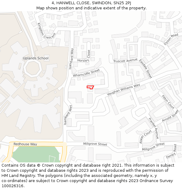 4, HANWELL CLOSE, SWINDON, SN25 2PJ: Location map and indicative extent of plot