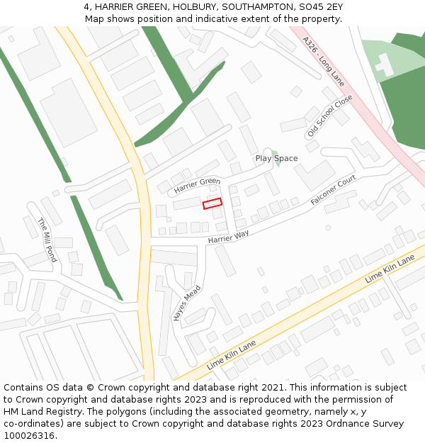 4, HARRIER GREEN, HOLBURY, SOUTHAMPTON, SO45 2EY: Location map and indicative extent of plot
