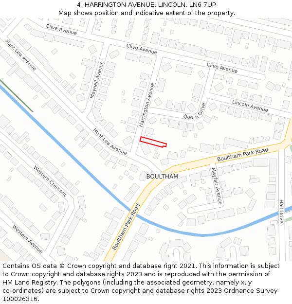 4, HARRINGTON AVENUE, LINCOLN, LN6 7UP: Location map and indicative extent of plot
