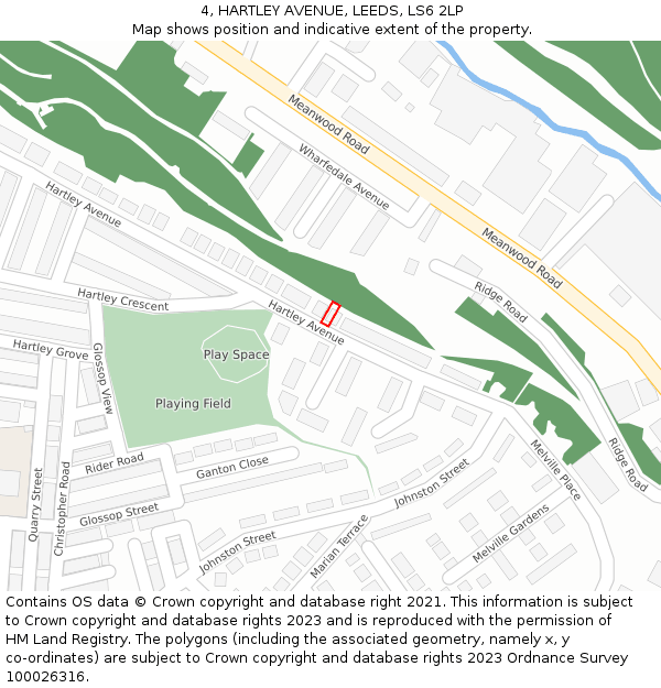 4, HARTLEY AVENUE, LEEDS, LS6 2LP: Location map and indicative extent of plot