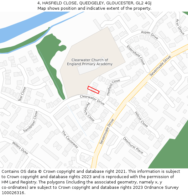 4, HASFIELD CLOSE, QUEDGELEY, GLOUCESTER, GL2 4GJ: Location map and indicative extent of plot