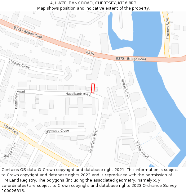 4, HAZELBANK ROAD, CHERTSEY, KT16 8PB: Location map and indicative extent of plot