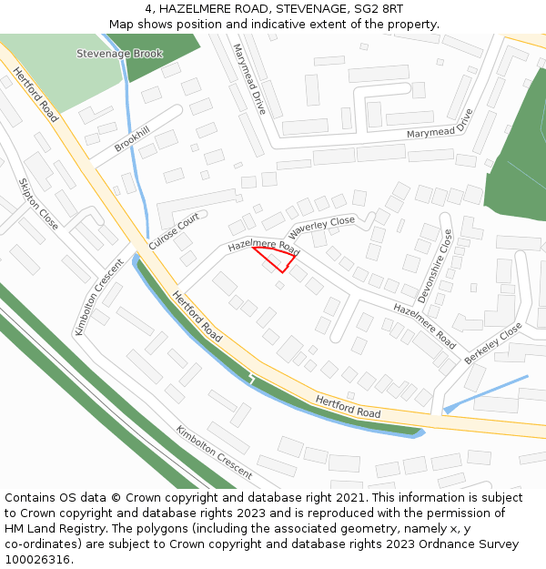 4, HAZELMERE ROAD, STEVENAGE, SG2 8RT: Location map and indicative extent of plot
