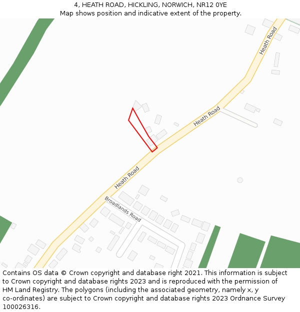 4, HEATH ROAD, HICKLING, NORWICH, NR12 0YE: Location map and indicative extent of plot