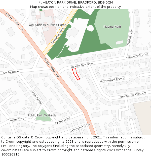 4, HEATON PARK DRIVE, BRADFORD, BD9 5QH: Location map and indicative extent of plot