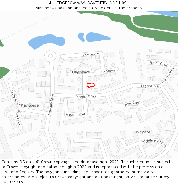 4, HEDGEROW WAY, DAVENTRY, NN11 0SH: Location map and indicative extent of plot