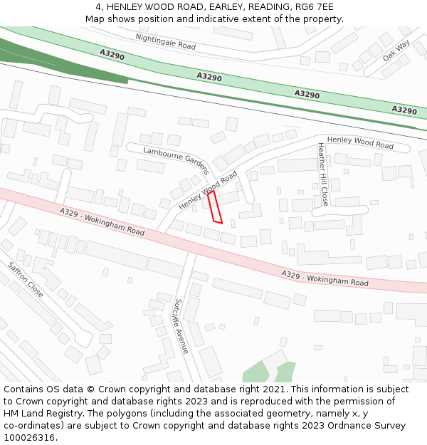 4, HENLEY WOOD ROAD, EARLEY, READING, RG6 7EE: Location map and indicative extent of plot