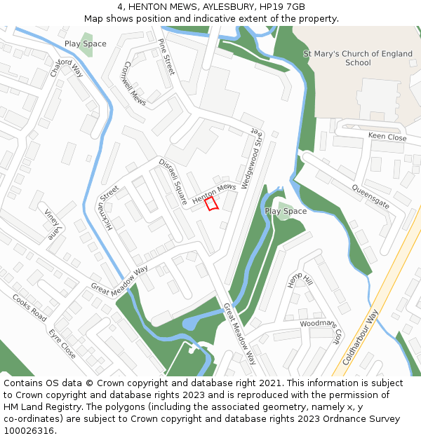 4, HENTON MEWS, AYLESBURY, HP19 7GB: Location map and indicative extent of plot