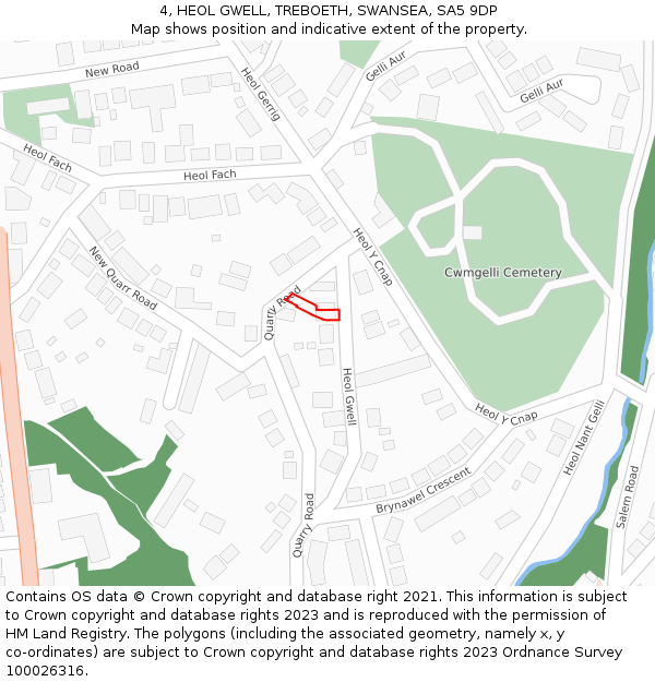 4, HEOL GWELL, TREBOETH, SWANSEA, SA5 9DP: Location map and indicative extent of plot