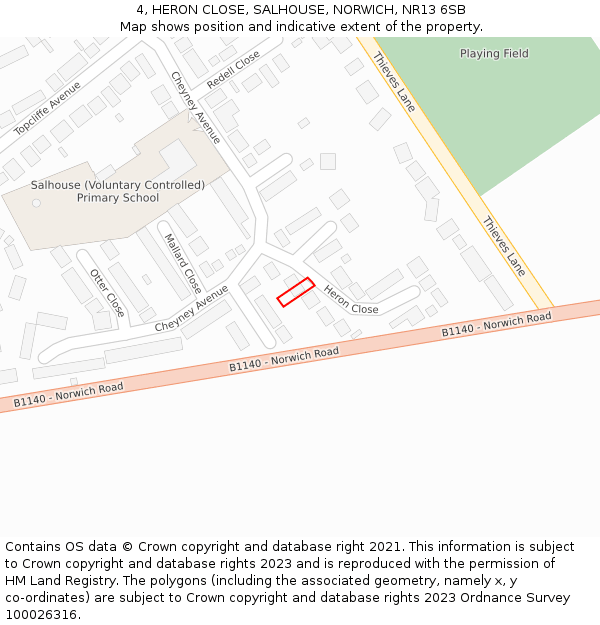 4, HERON CLOSE, SALHOUSE, NORWICH, NR13 6SB: Location map and indicative extent of plot