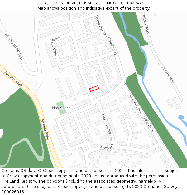 4, HERON DRIVE, PENALLTA, HENGOED, CF82 6AR: Location map and indicative extent of plot