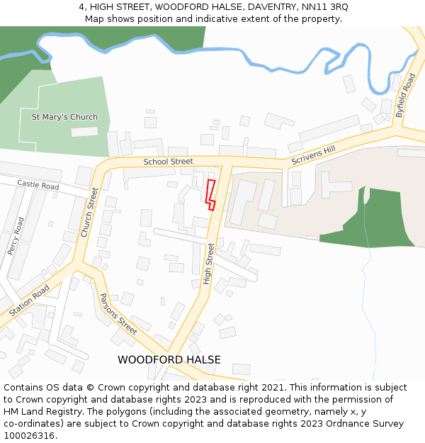 4, HIGH STREET, WOODFORD HALSE, DAVENTRY, NN11 3RQ: Location map and indicative extent of plot