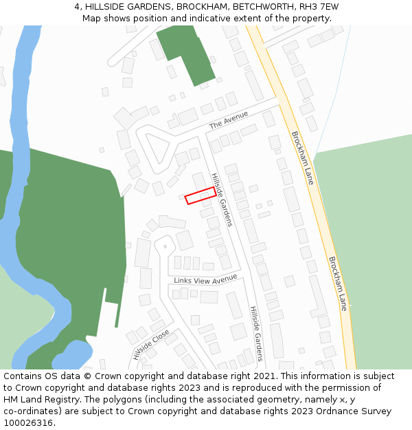 4, HILLSIDE GARDENS, BROCKHAM, BETCHWORTH, RH3 7EW: Location map and indicative extent of plot