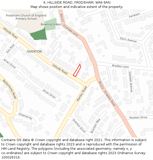 4, HILLSIDE ROAD, FRODSHAM, WA6 6AN: Location map and indicative extent of plot