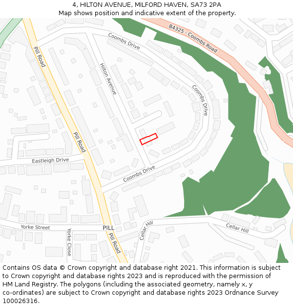 4, HILTON AVENUE, MILFORD HAVEN, SA73 2PA: Location map and indicative extent of plot