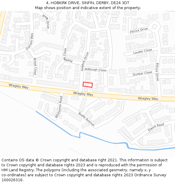 4, HOBKIRK DRIVE, SINFIN, DERBY, DE24 3DT: Location map and indicative extent of plot