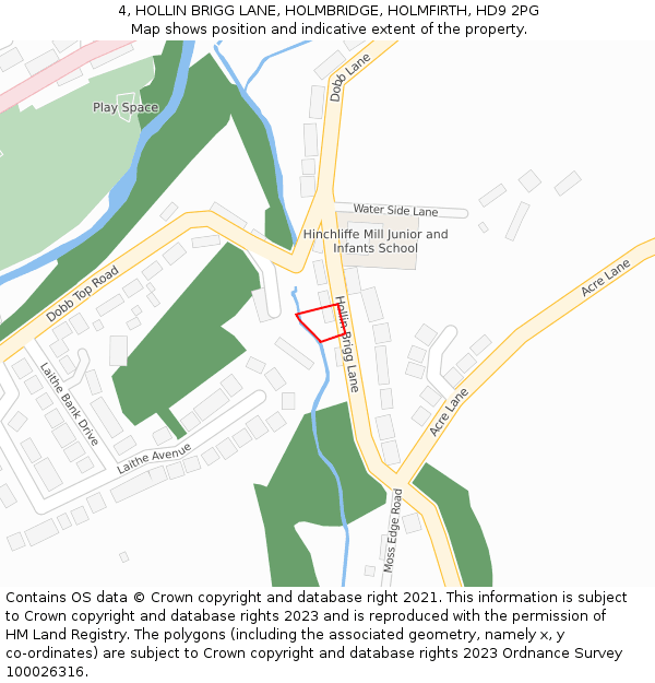 4, HOLLIN BRIGG LANE, HOLMBRIDGE, HOLMFIRTH, HD9 2PG: Location map and indicative extent of plot