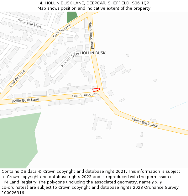 4, HOLLIN BUSK LANE, DEEPCAR, SHEFFIELD, S36 1QP: Location map and indicative extent of plot