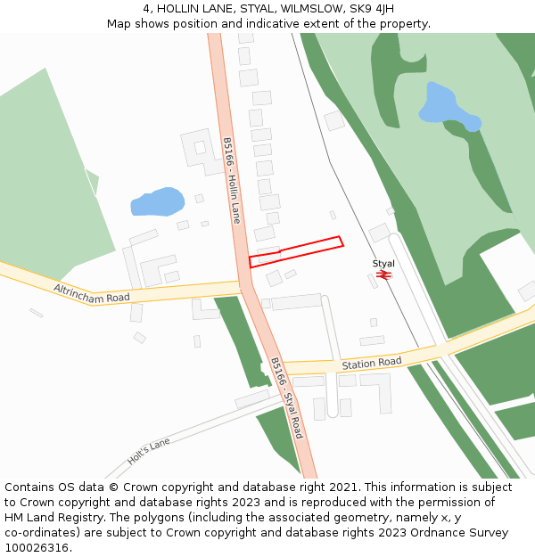 4, HOLLIN LANE, STYAL, WILMSLOW, SK9 4JH: Location map and indicative extent of plot