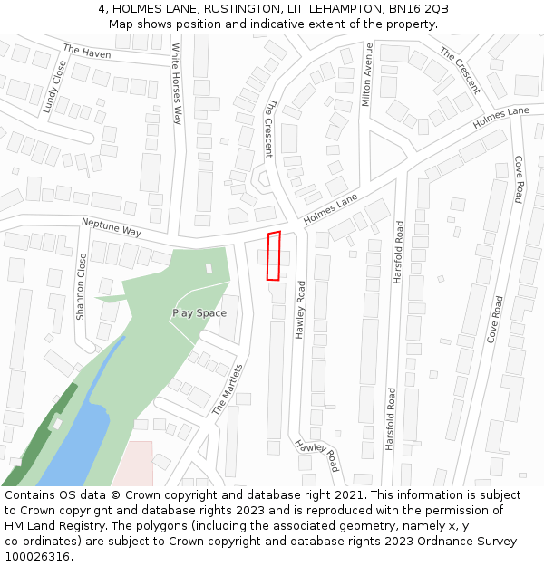 4, HOLMES LANE, RUSTINGTON, LITTLEHAMPTON, BN16 2QB: Location map and indicative extent of plot