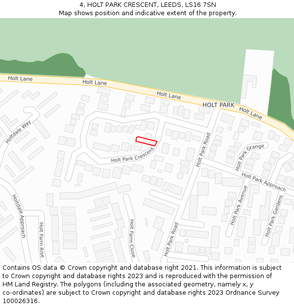 4, HOLT PARK CRESCENT, LEEDS, LS16 7SN: Location map and indicative extent of plot