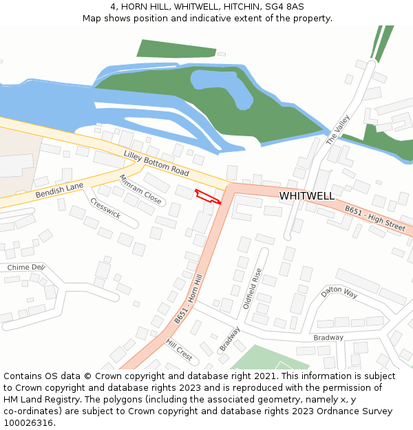4, HORN HILL, WHITWELL, HITCHIN, SG4 8AS: Location map and indicative extent of plot