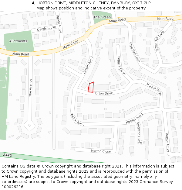 4, HORTON DRIVE, MIDDLETON CHENEY, BANBURY, OX17 2LP: Location map and indicative extent of plot