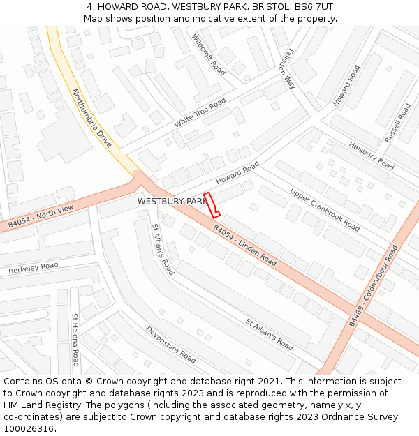 4, HOWARD ROAD, WESTBURY PARK, BRISTOL, BS6 7UT: Location map and indicative extent of plot