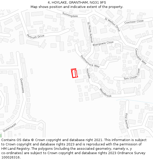 4, HOYLAKE, GRANTHAM, NG31 9FS: Location map and indicative extent of plot