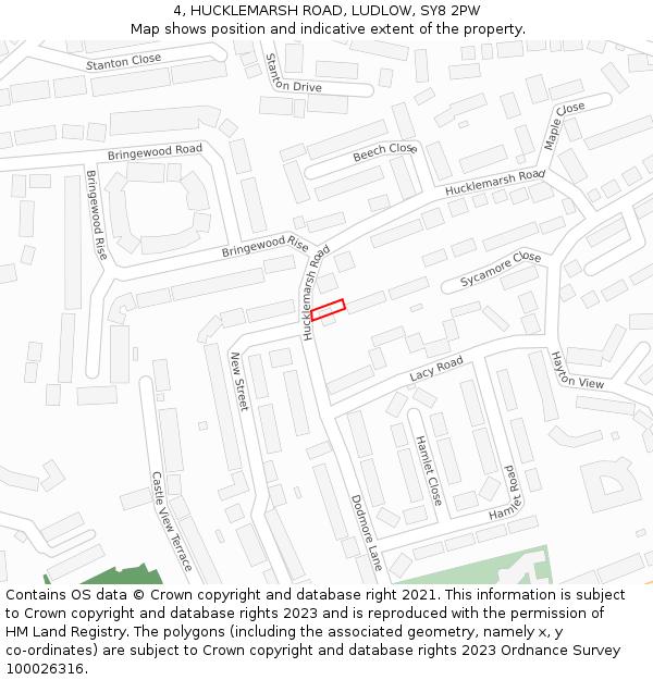 4, HUCKLEMARSH ROAD, LUDLOW, SY8 2PW: Location map and indicative extent of plot