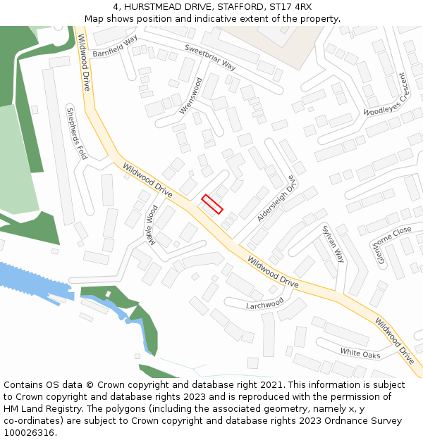 4, HURSTMEAD DRIVE, STAFFORD, ST17 4RX: Location map and indicative extent of plot