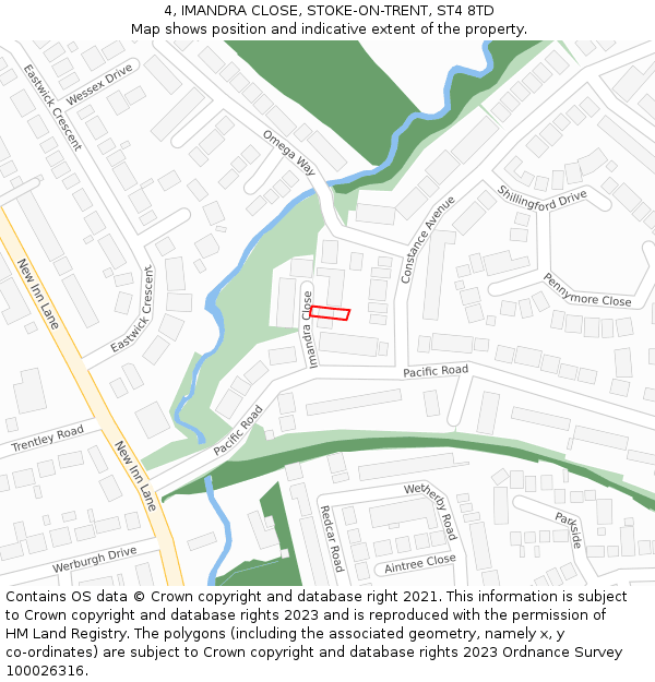 4, IMANDRA CLOSE, STOKE-ON-TRENT, ST4 8TD: Location map and indicative extent of plot