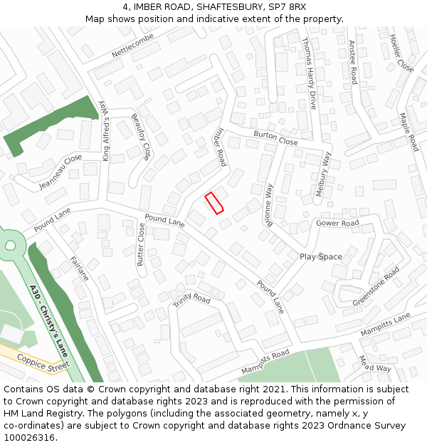 4, IMBER ROAD, SHAFTESBURY, SP7 8RX: Location map and indicative extent of plot