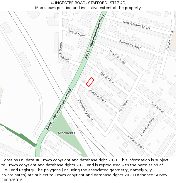 4, INGESTRE ROAD, STAFFORD, ST17 4DJ: Location map and indicative extent of plot