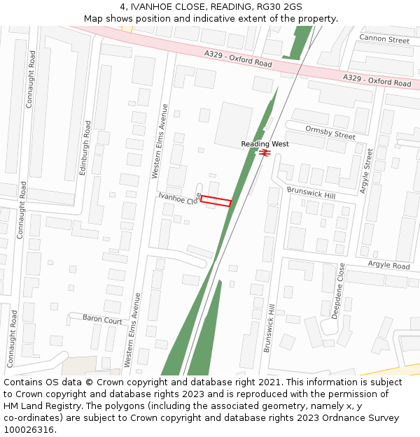 4, IVANHOE CLOSE, READING, RG30 2GS: Location map and indicative extent of plot