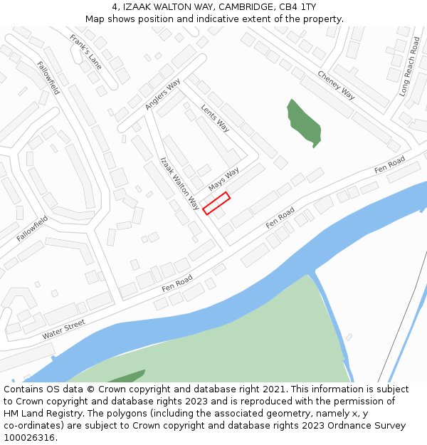 4, IZAAK WALTON WAY, CAMBRIDGE, CB4 1TY: Location map and indicative extent of plot