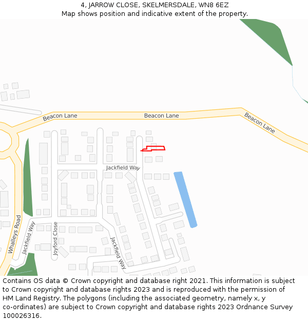 4, JARROW CLOSE, SKELMERSDALE, WN8 6EZ: Location map and indicative extent of plot