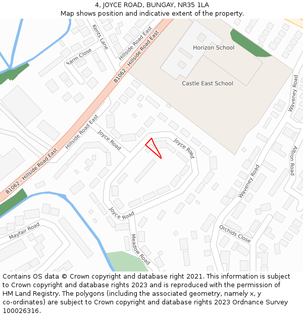 4, JOYCE ROAD, BUNGAY, NR35 1LA: Location map and indicative extent of plot