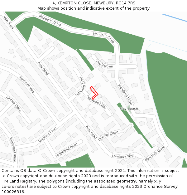 4, KEMPTON CLOSE, NEWBURY, RG14 7RS: Location map and indicative extent of plot