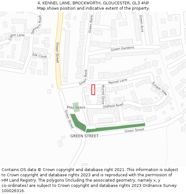 4, KENNEL LANE, BROCKWORTH, GLOUCESTER, GL3 4NP: Location map and indicative extent of plot