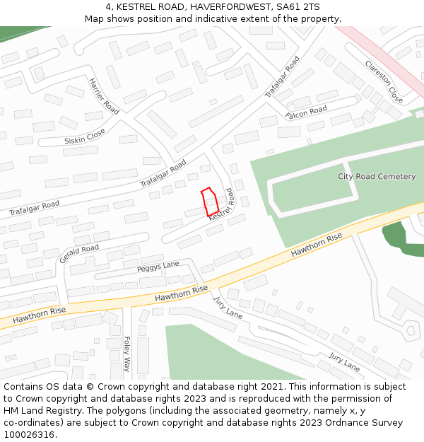4, KESTREL ROAD, HAVERFORDWEST, SA61 2TS: Location map and indicative extent of plot