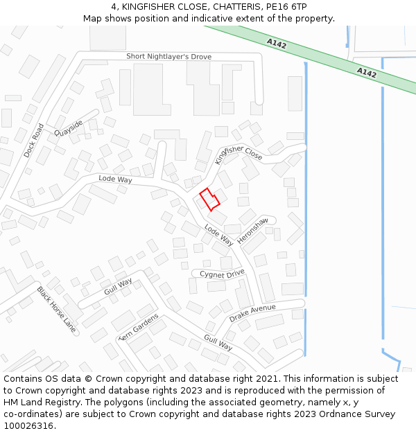 4, KINGFISHER CLOSE, CHATTERIS, PE16 6TP: Location map and indicative extent of plot