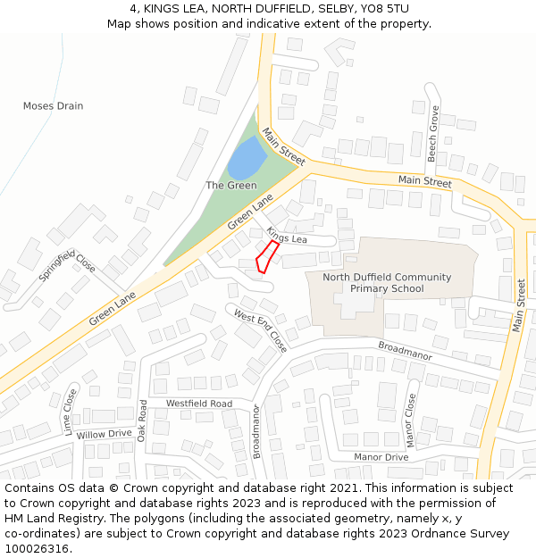 4, KINGS LEA, NORTH DUFFIELD, SELBY, YO8 5TU: Location map and indicative extent of plot
