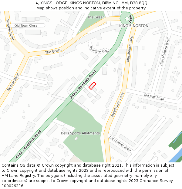4, KINGS LODGE, KINGS NORTON, BIRMINGHAM, B38 8QQ: Location map and indicative extent of plot