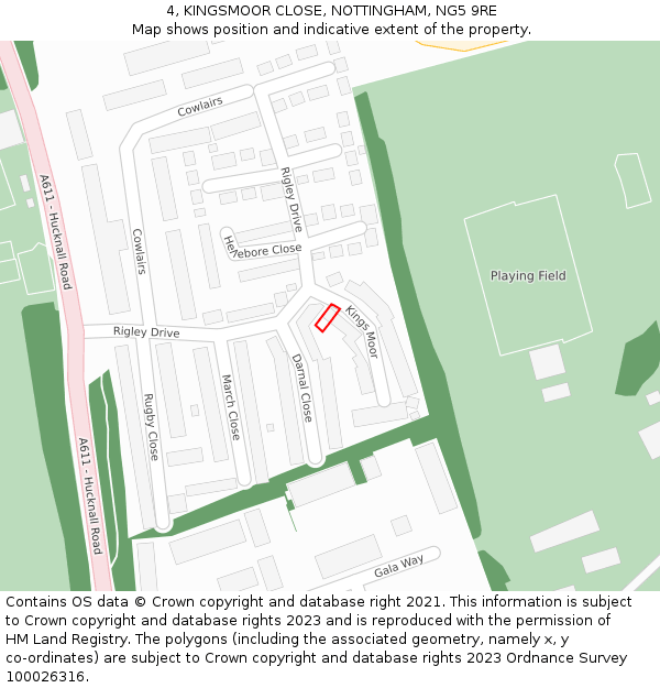 4, KINGSMOOR CLOSE, NOTTINGHAM, NG5 9RE: Location map and indicative extent of plot